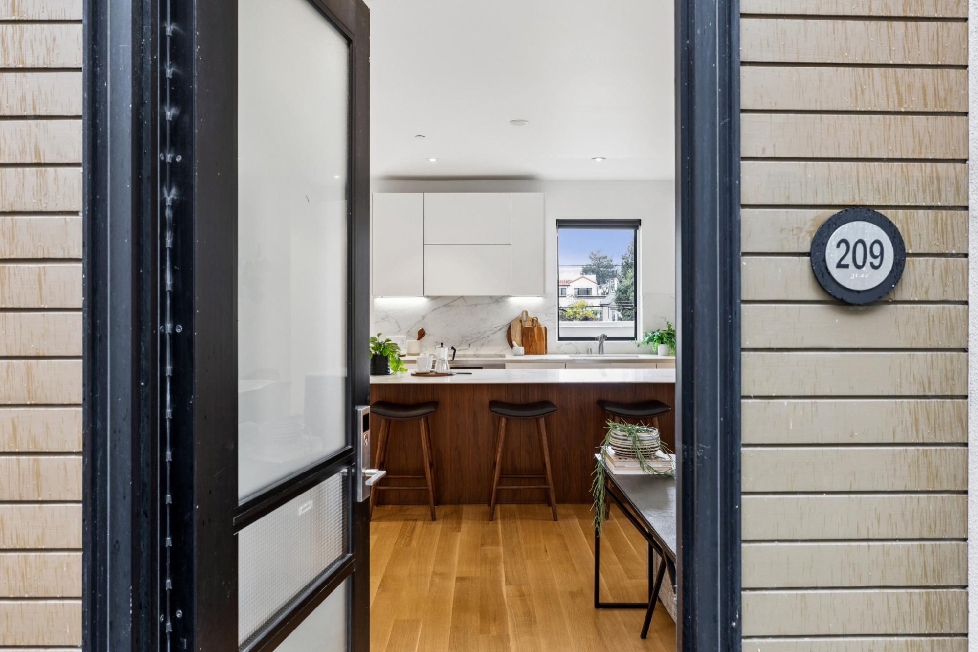 Entry to Residence 209 from the courtyard